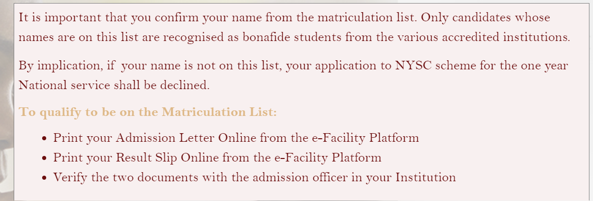 Requirements to Be on 2026/2027 JAMB Matriculation List